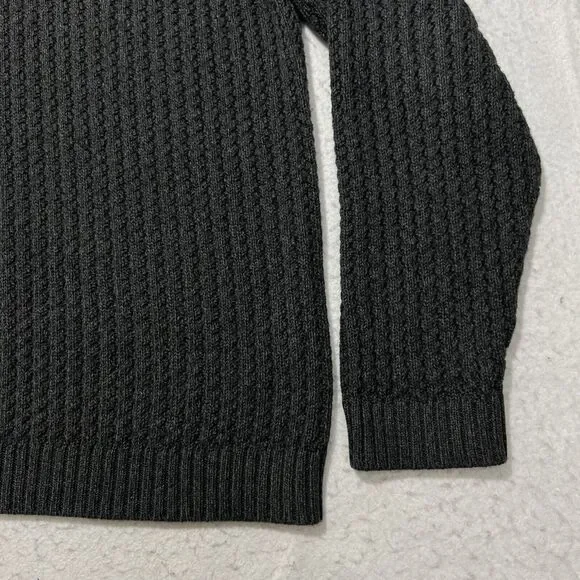 Eddie Bauer Men's XL Henley Sweater Heavyweight Dark Gray Pullover Button Up - Picture 5 of 11
